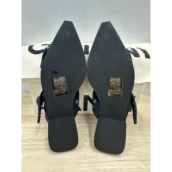Ganni Size 39 Double-Buckled Blue Denim Ballerina Shoes Flats - NEW - Picture 9 of 11